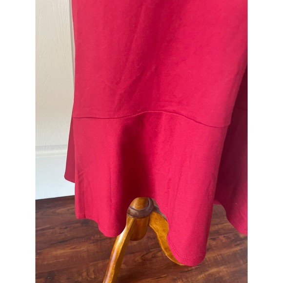 J Jill Womens Ponte Dress Size MP Petite Ruffle Stretch Red Business Comfort - Picture 2 of 13